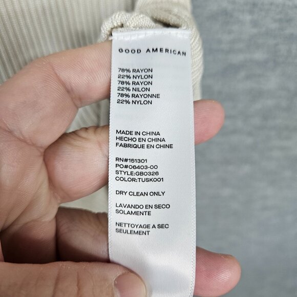 Good American Women’s Ivory Ribbed Mock Neck Knit Bodysuit Size 3 - Picture 6 of 11